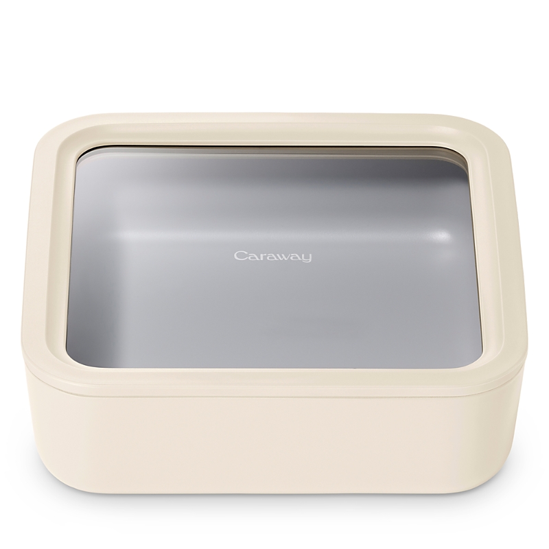 Caraway 10 Cup Nonstick Square Glass Food Container In Cream