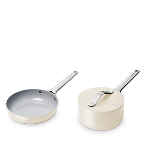Shop Caraway Nonstick Ceramic Mini Fry Pan & Mini Sauce Pan Set In Open White