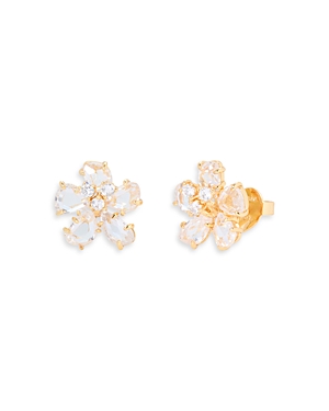 Shop Kate Spade New York Paradise Cubic Zirconia Flower Stud Earrings In Gold
