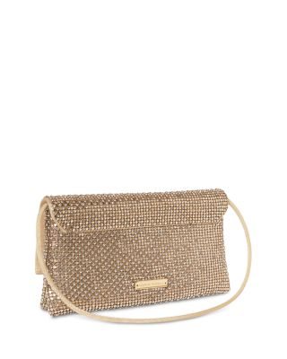 Charlee Gold-Tone Crystal Mesh Flap Clutch