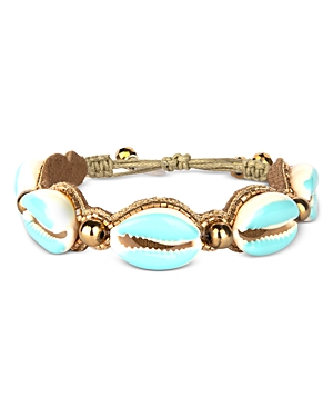 Shop Deepa By Deepa Gurnani Anise Bead & Shell Slider Bracelet In Blue/gold