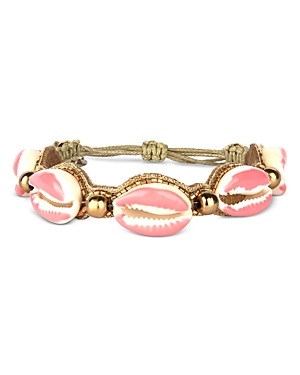 Shop Deepa By Deepa Gurnani Anise Bead & Shell Slider Bracelet In Pink/gold