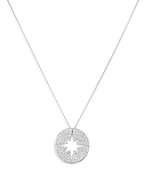 Shop Roberto Coin 18k White Gold Tiny Treasures Diamond Starburst Pendant Necklace, 16-18