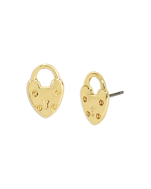 Shop Allsaints Padlock Heart Drop Earrings In Gold