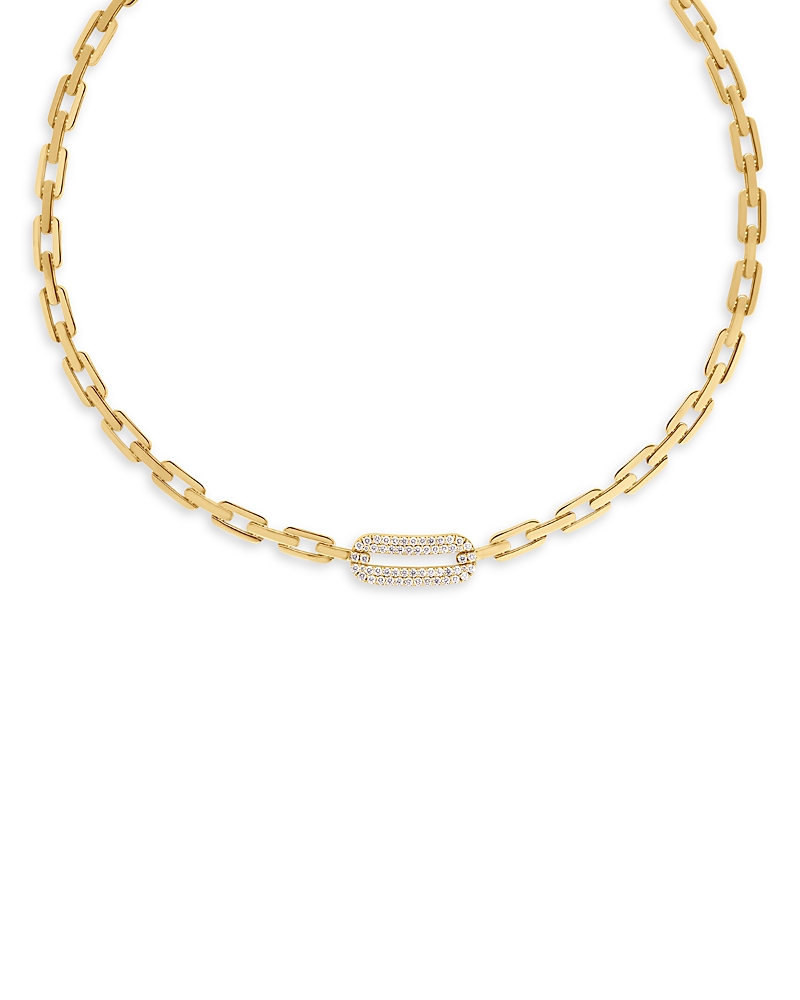 Roberto Coin 18K Yellow Gold Navarra Diamond Pave Chain Link Collar Necklace, 18