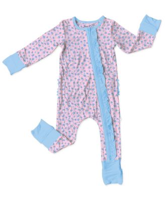 Laree + Co Girls' Lillian Leopard Bamboo Ruffle Convertible Footie - Baby, Toddler
