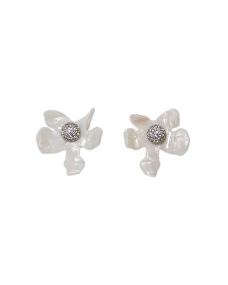 Lele Sadoughi Pave Colored Lily Drop Earrings in 14K Gold Plated