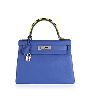 Shop Pre-owned Hermes  Hermes Kelly 28 Leather Handbag In Blue
