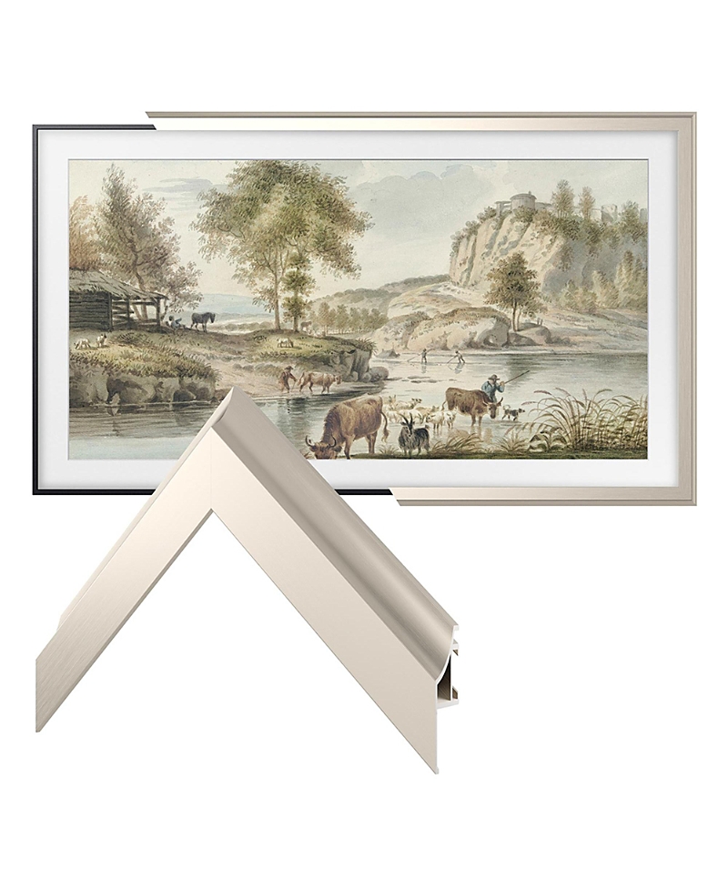 Deco Tv Frames 55 Customizable Alloy Scoop Frame For Samsung The Frame Tv 2021-2023 In Scoop German Silver