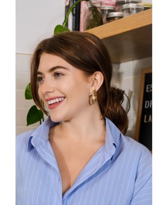 Fantaisie Freshwater Pearl Stud Earrings in 14K Gold Plated 