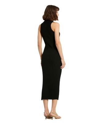 Rib Knit Collared Sleeveless Fitted Maxi Dress