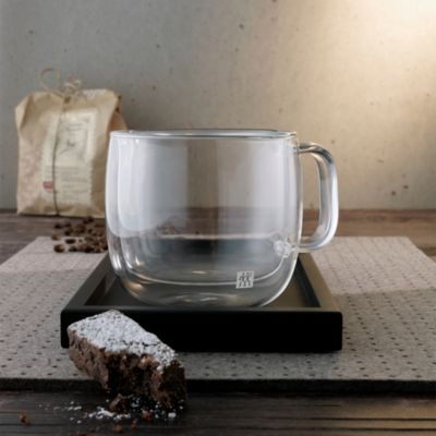 Sorrento Plus Cappuccino Glass Mug, Set of 2
