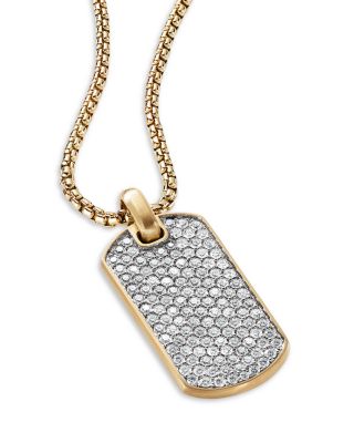 Men's Rhodium-Plated & 18K Yellow Gold Chevron Diamond Tag Pendant 