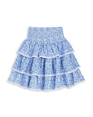 Shop Aqua Girls' Floral Ruffle Skirt, Little Kid, Big Kid - 100% Exclusive In Blue