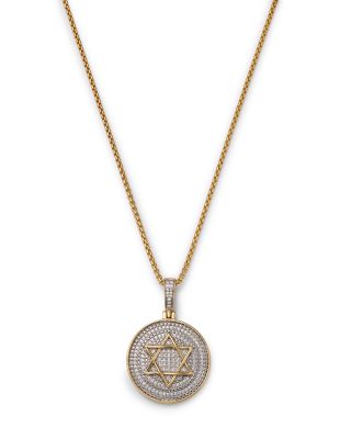 Bloomingdale's Fine Collection - Men's Diamond Star of David Medallion Pendant Necklace in 14K Yellow Gold, 0.50 ct. t.w.