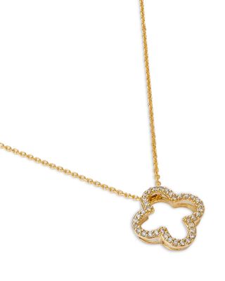   Diamond Openwork Clover Pendant Necklace in 14K Yellow Gold, 0.20 ct. t.w.  