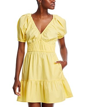 Shop Vineyard Vines Puff Sleeve Mini Dress In Sunny