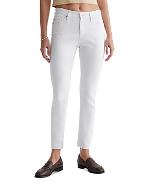 Shop Ag Farrah Mid Rise Skinny Ankle Jeans In White