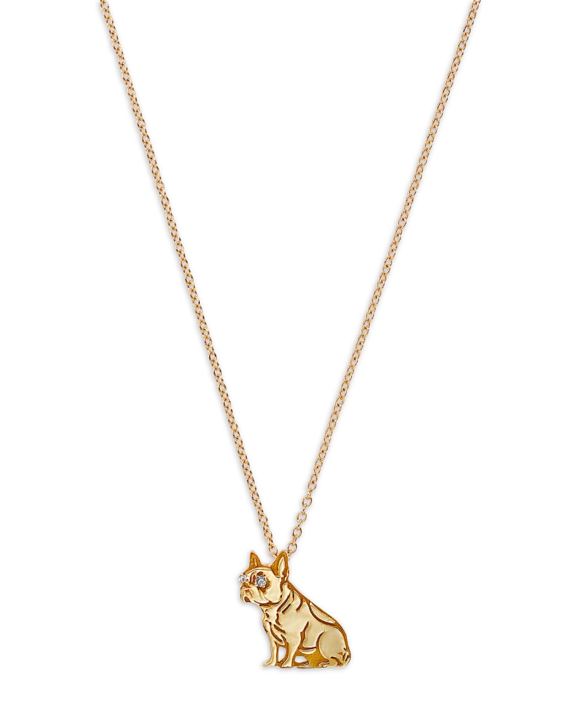 Moon Meadow 14k Yellow Gold French Bulldog Pendant Necklace, 16