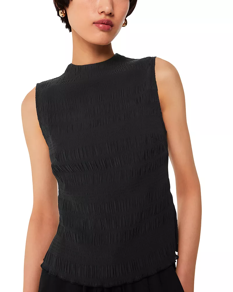Whistles Plisse Sleeveless Top