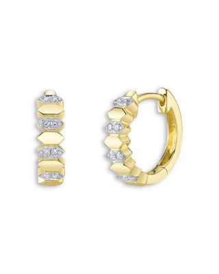 Moon & Meadow - 14K Yellow Gold Kate Diamond Hexagon Huggie Hoop Earrings