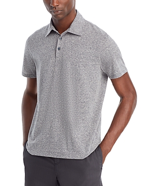 Shop Atm Anthony Thomas Melillo Heathered Donegal Polo Shirt In Heather Gray