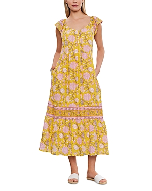 Shop Velvet By Graham & Spencer Jazlyn Flutter Sleeved Dress In Sunburst