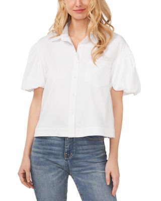 CeCe - Balloon Sleeve Button Front Shirt
