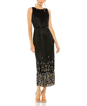 Shop Mac Duggal High Neck Embellished Column Dress In Black Multi