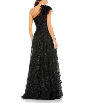 Embellished One Shoulder A Line Gown