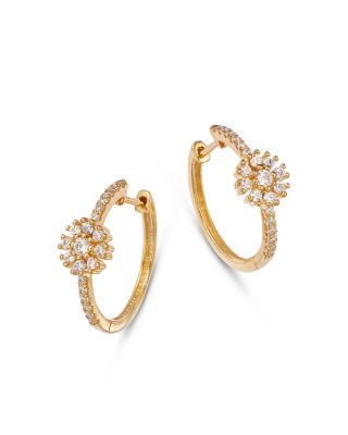 Bloomingdale's Fine Collection Diamond Flower Hoop Earrings in 14K Yellow Gold, 0.50 ct. t. w.