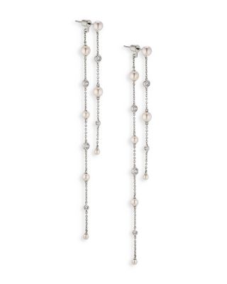 Nadri Siren Cubic Zirconia &amp; Imitation Pearl Front To Back Earrings in 18K Gold Plated