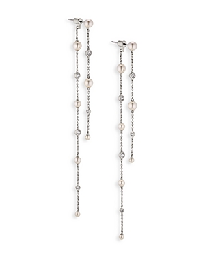 Siren Cubic Zirconia & Imitation Pearl Front To Back Earrings in 18K Gold Plated