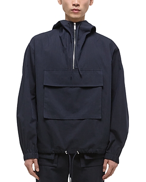 Shop Helmut Lang Gusset Half Zip Hooded Jacket In Navy