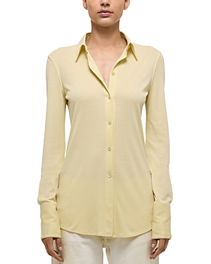 Shop Helmut Lang Button Front Stretch Shirt In Butter