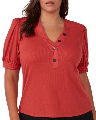 Estelle Plus - Sublime Ribbed Henley Top