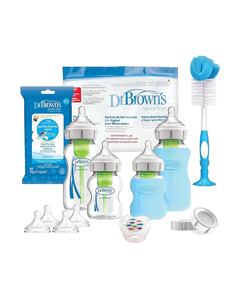 Dr. Brown's Dr. Browns Unisex 20 Piece Options + Wide-Neck Glass Baby Bottle Starter Set