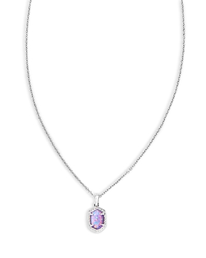Shop Kendra Scott Daphne Framed Kyocera Opal Adjustable Pendant Necklace, 19 In Silver Lilac Kyocera Opal