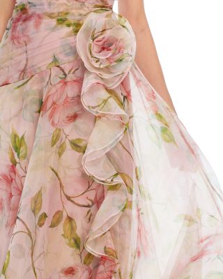 Organza Ruffled Rosette Gown