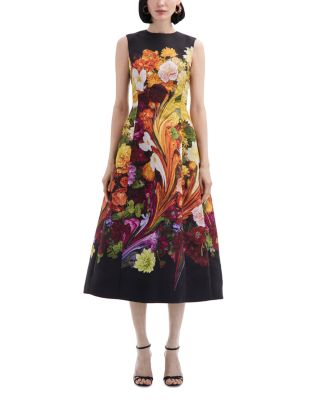 Oscar de la Renta - Rainbow Flower Marble Dress