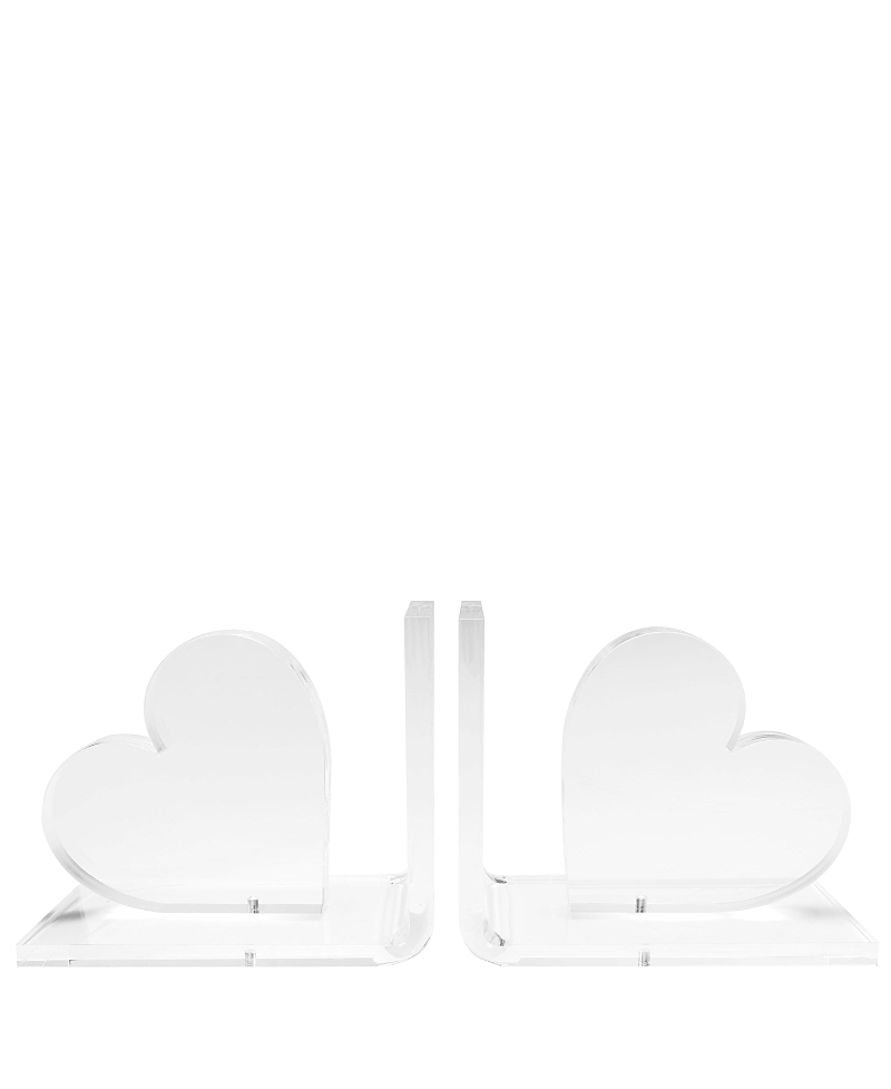 Tara Wilson Designs Heart Acrylic 2-piece Bookend Set In Clear White