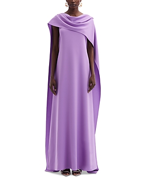 Oscar De La Renta Draped Cape Gown In Bellflower