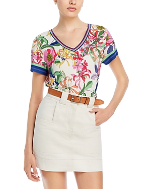 Shop Johnny Was The Janie Favorite Floral V Neck Tee In Aldrich Scarf Print