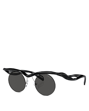 Prada Rimless Mixed-media Round Sunglasses In Black/gray Solid