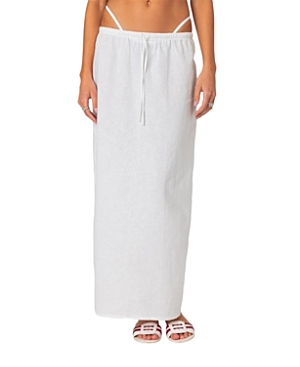 Shop Edikted Rayla Linen Look Maxi Skirt In White