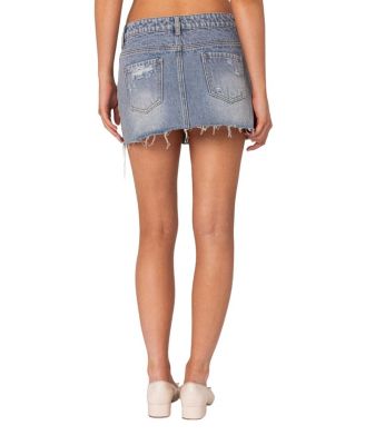 Ginnie Low Rise Distressed Denim Mini Skirt