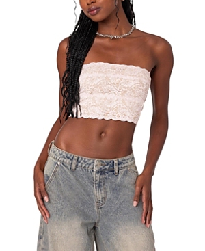 Shop Edikted Nadine Lace Tube Top In Light Pink