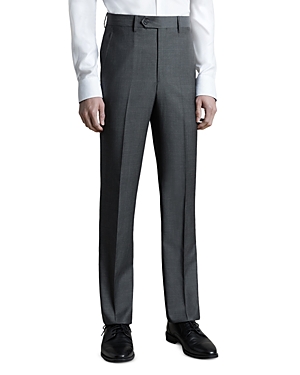 Shop Santorelli Roma Mini Herringbone Regular Fit Dress Pants In Grey