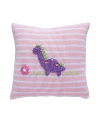 Melange Collection - Knit Cotton 10" Dinosaur Pillow, Pink