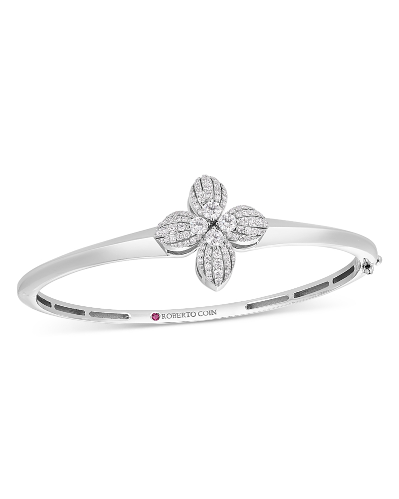 Roberto Coin 18K White Gold Love in Verona Diamond Flower Bangle Bracelet - Exclusive